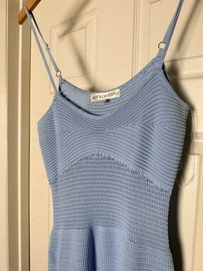 Hot & Delicious Light Blue Knit Spaghetti Strap Dress